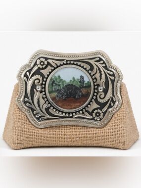 Brass & Enamel Armadillo Belt Buckle